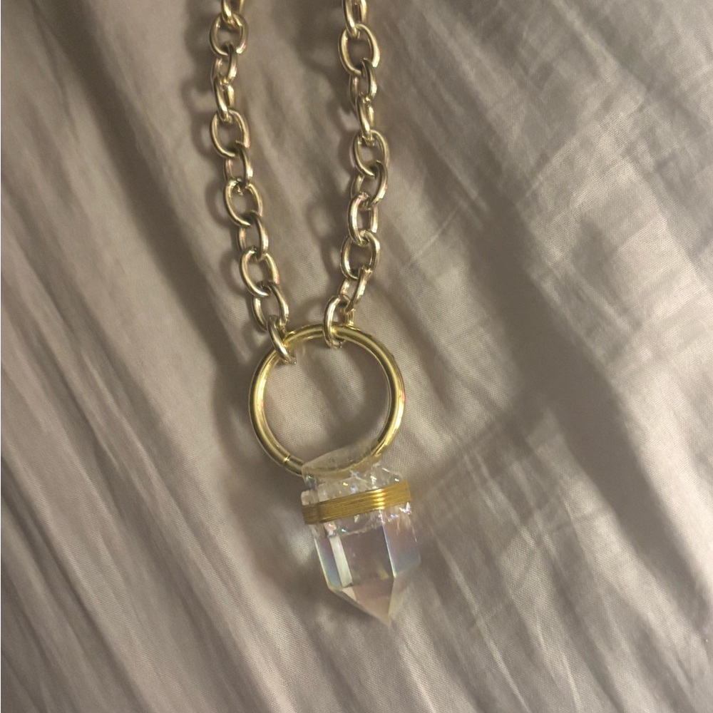 Gold and Crystal Pendant Necklace